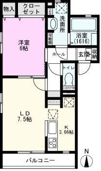 PARCLAIRII(1LDK/1階)の間取り写真