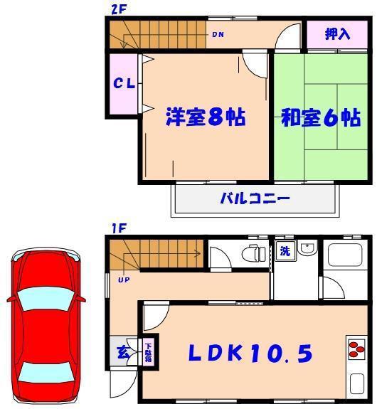 サンライズガーデンB(2LDK/1階)の間取り写真