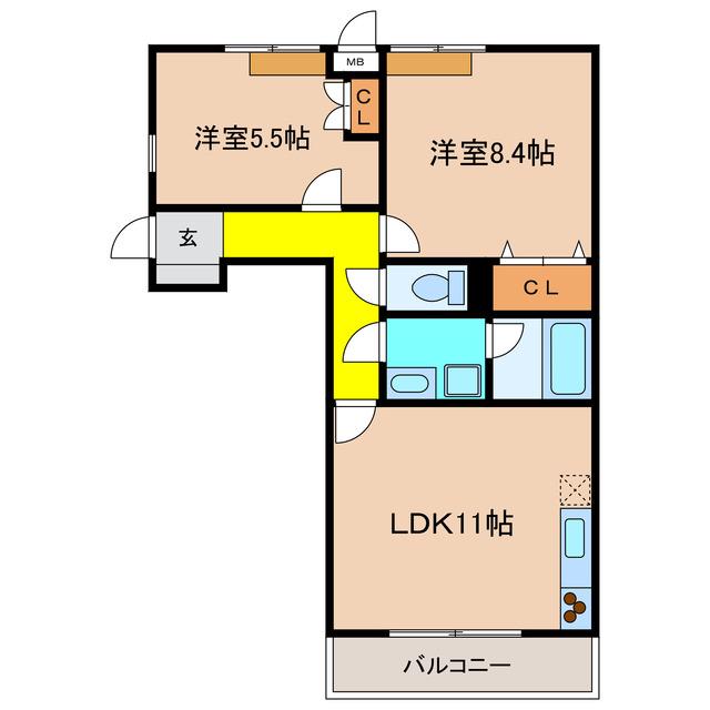 M&M PARTII(2LDK/3階)の間取り写真