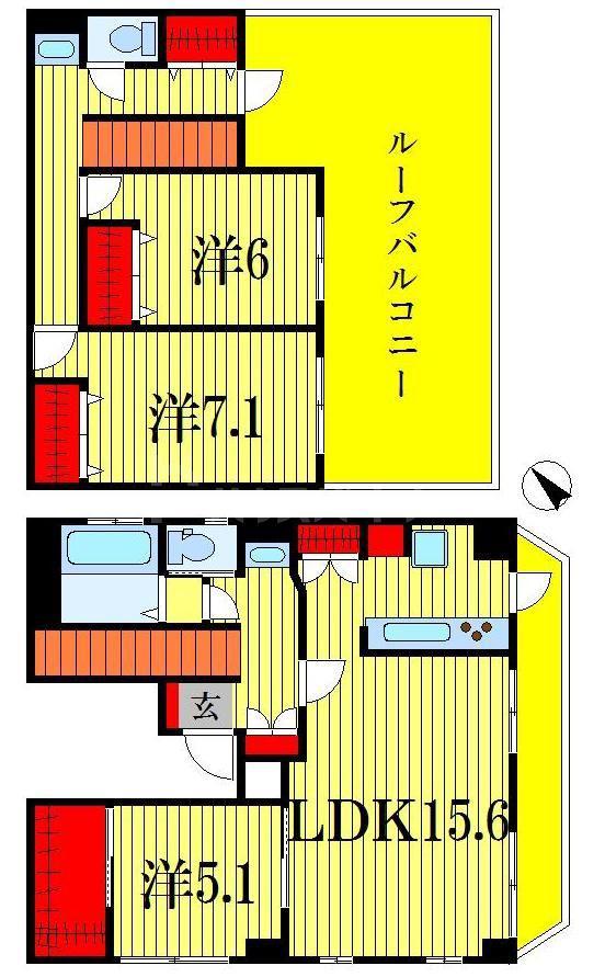 PEACE船橋 (3LDK/4階)の間取り写真