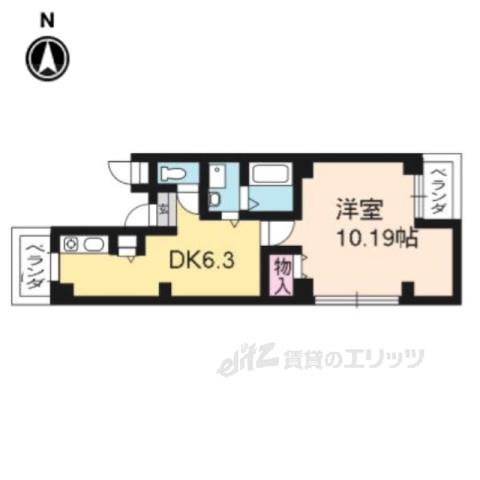 スーガHU(1DK/2階)の間取り写真