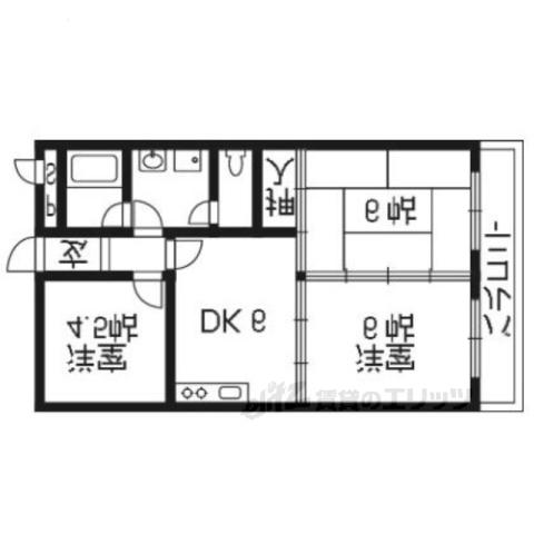 KGフラット(3DK/2階)の間取り写真