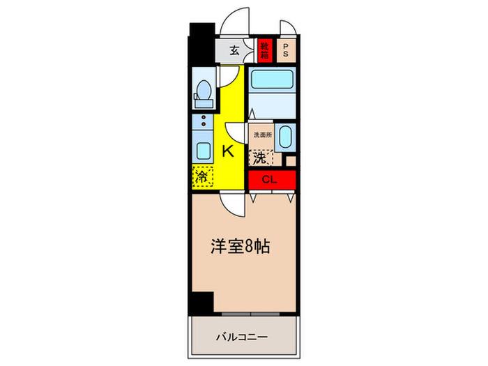 ボンニー元町(1K/3階)の間取り写真