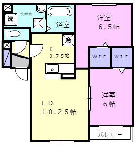 ジラソーレII(2LDK/1階)の間取り写真