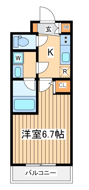 マキシヴ百合ヶ丘(1K/2階)の間取り写真