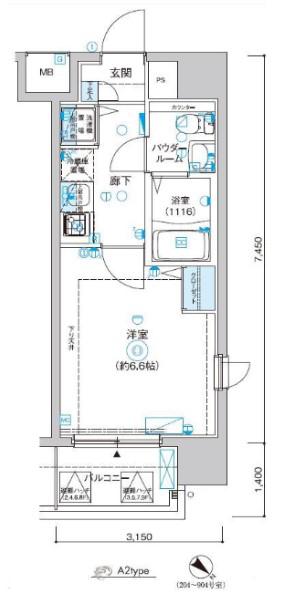 レグラス新横浜駅前(1K/5階)の間取り写真