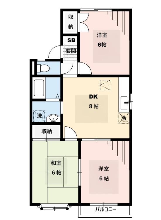 クレスト藤沢参番館(3DK/2階)の間取り写真