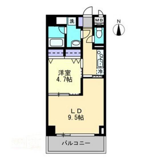 ハアラン表町(1LDK/10階)の間取り写真