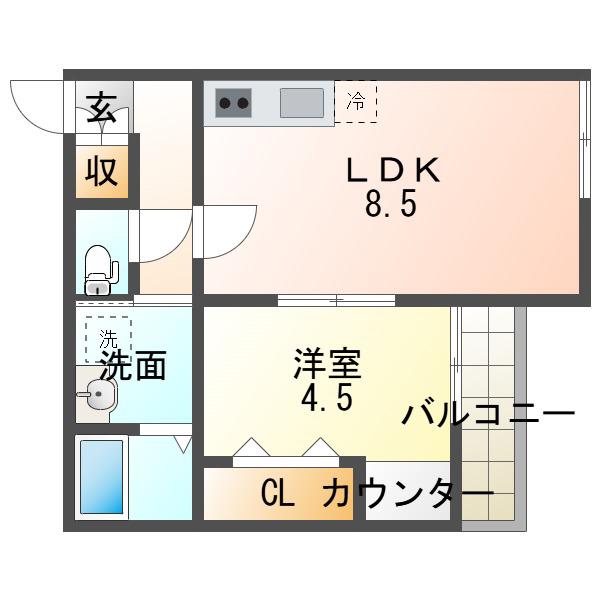 NET-K妙法寺(1LDK/3階)の間取り写真