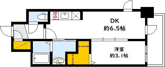 エステムコート広島横川本通(1DK/7階)の間取り写真