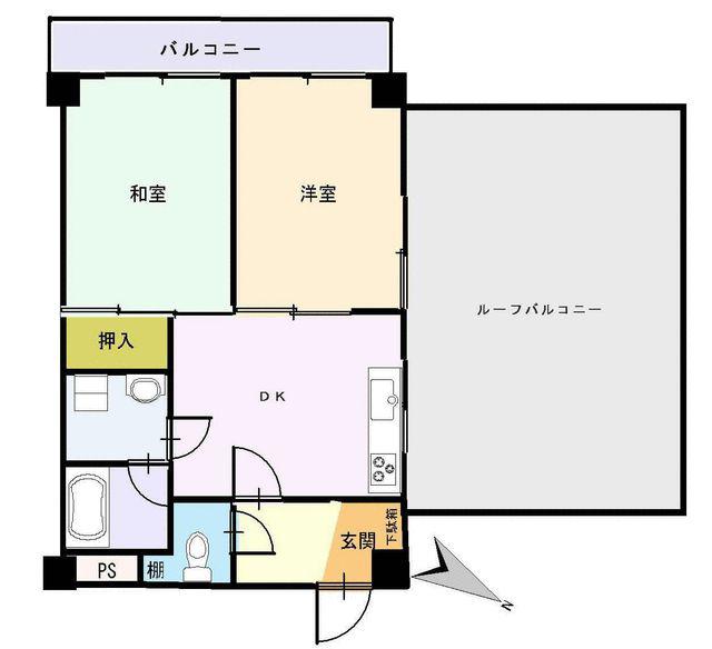 グレイス杉田(2DK/4階)の間取り写真