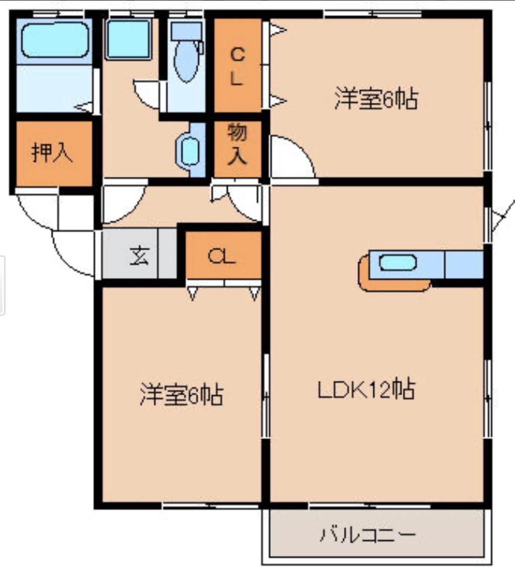 レ・セゾン(2LDK/2階)の間取り写真