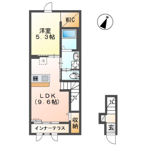 グランドノアール(1LDK/2階)の間取り写真