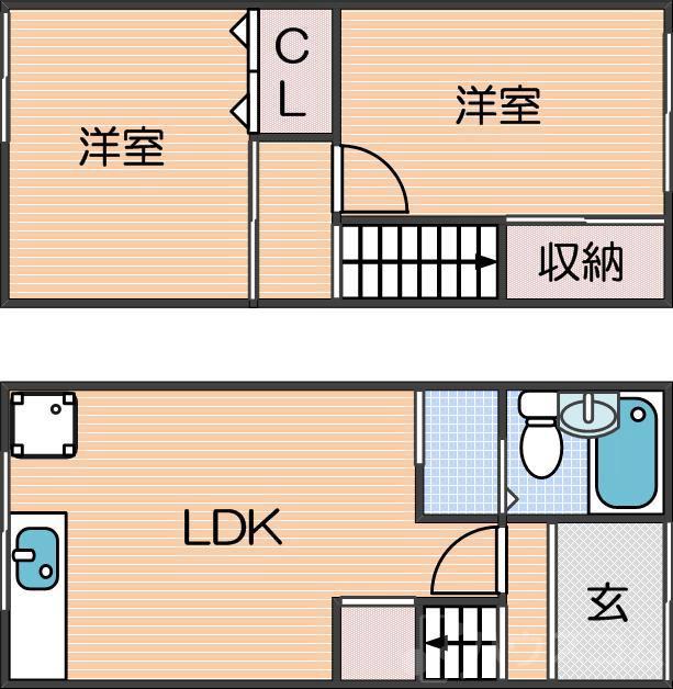 長橋アパート(2LDK/1階)の間取り写真