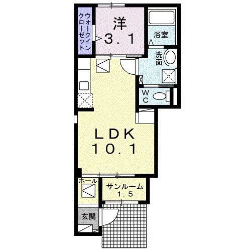 MSGARDEN三次十日市南(1LDK/1階)の間取り写真