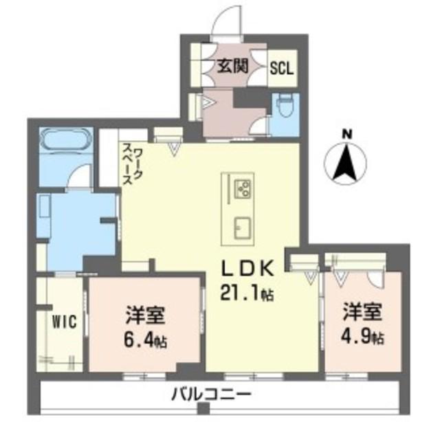 マジェスティ(2LDK/3階)の間取り写真