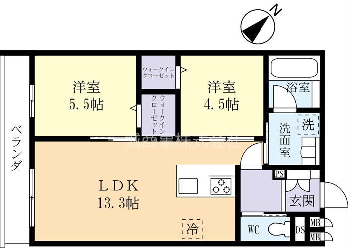 コートルクス流星台(2LDK/2階)の間取り写真