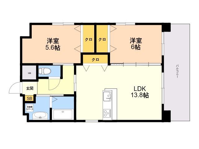 YSP県庁前(2LDK/11階)の間取り写真