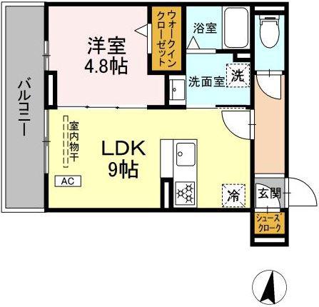 D PAINA 中丸子ディーパイナナカマルコ(1LDK/1階)の間取り写真