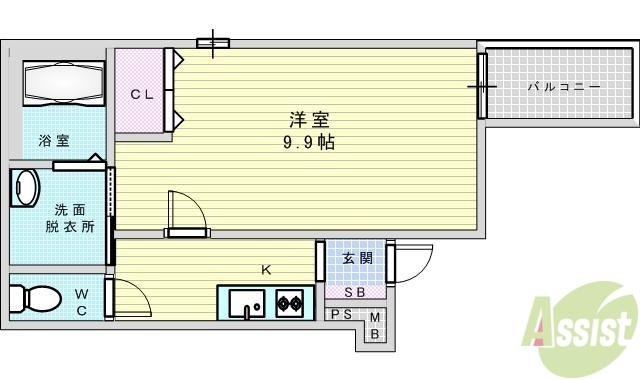 フジパレス三津屋Ⅴ番館(1K/3階)の間取り写真