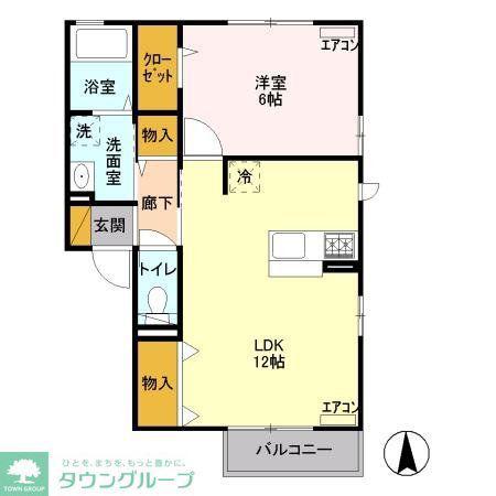 アンソレイエ(1LDK/2階)の間取り写真
