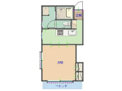 アサノウィロー(1K/2階)の間取り写真