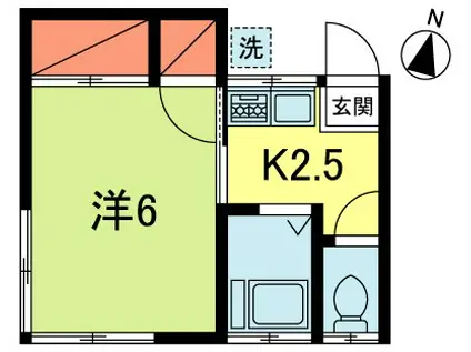 矢竹ハイツ(1K/2階)の間取り写真