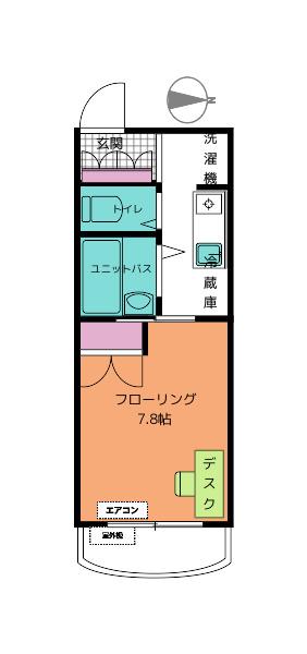 エバグリーン(1K/4階)の間取り写真