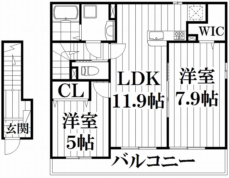 メゾン ド カオル(2LDK/2階)の間取り写真