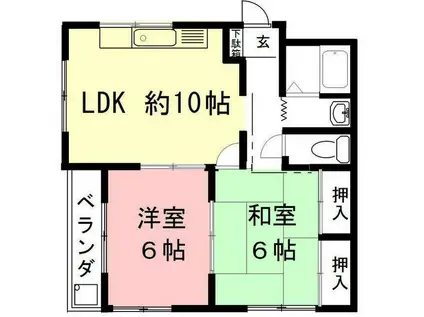 レジデンスみその(2LDK/4階)の間取り写真