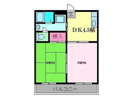 第2綾園マンション(2DK/3階)の間取り写真
