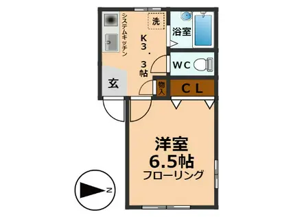 エルグレース(1K/1階)の間取り写真