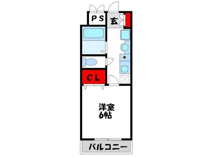 ＪＲ鹿児島本線 赤間駅 徒歩5分 3階建 築8年(1K/3階)の間取り写真