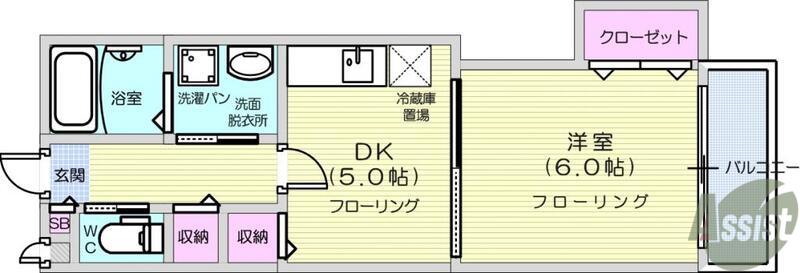 ベルラ234(1DK/1階)の間取り写真
