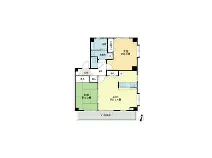 フォブール善導寺(2LDK/3階)の間取り写真