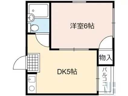 ヤサカパ-トII(1DK/4階)の間取り写真