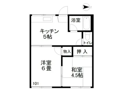 アパルト となみ(2K/1階)の間取り写真