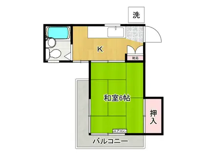 エメラルドハイツ(1K/1階)の間取り写真
