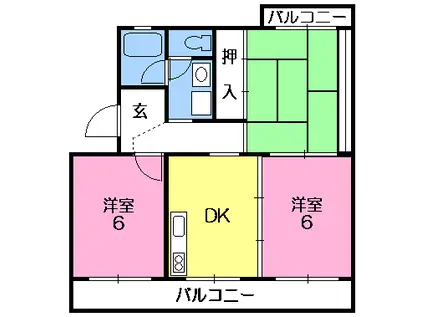 コンフォートシバタI(3DK/4階)の間取り写真