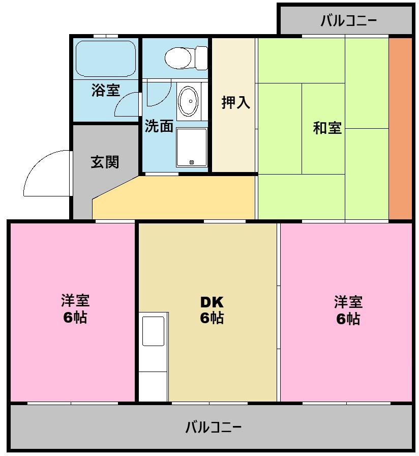 コンフォートシバタI(3DK/4階)の間取り写真