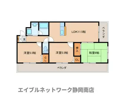 グランポワールII(3LDK/2階)の間取り写真