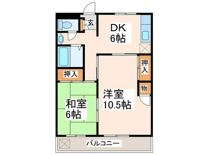 幸田ハイツ(2DK/2階)の間取り写真