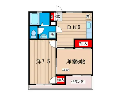 プリエール(2DK/1階)の間取り写真