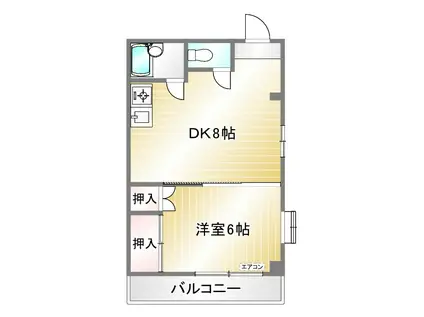 Kコート兵庫(1DK/4階)の間取り写真