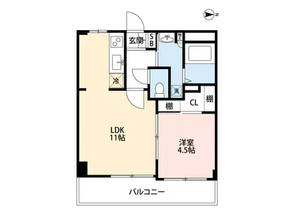 熊本駅南マンション(1LDK/5階)の間取り写真