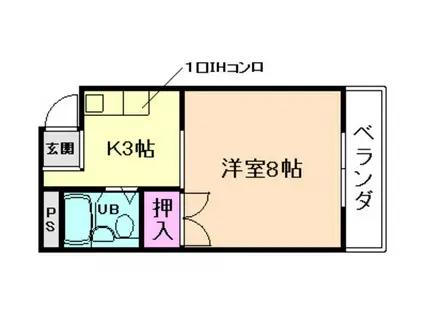 プレアール箕面粟生(1K/3階)の間取り写真