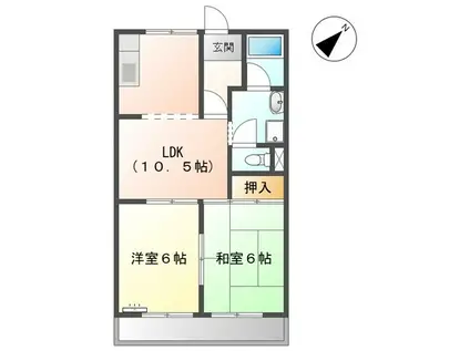 コートプレイス イースト ウエスト(2LDK/1階)の間取り写真