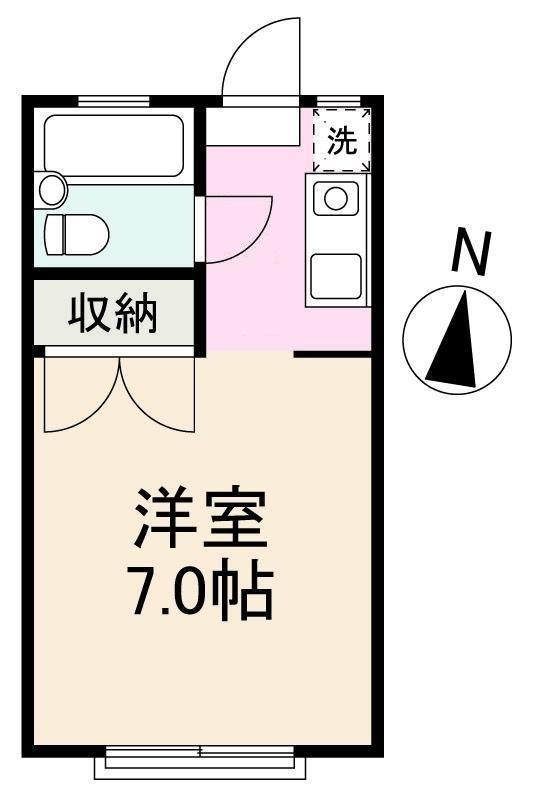 ドミトリー茜(1K/1階)の間取り写真