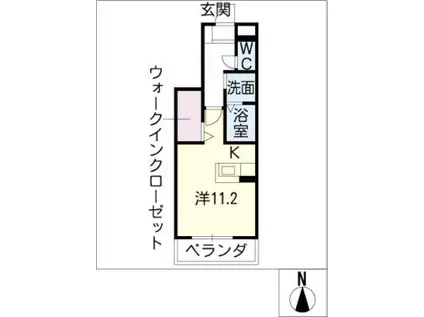 ルピナス春田(ワンルーム/1階)の間取り写真