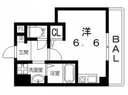 クレスト八尾(ワンルーム/2階)の間取り写真
